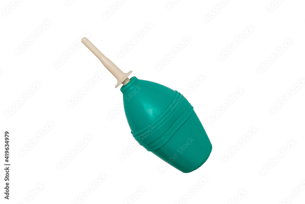 Fototapeta premium Isolated Blue Rubber Enema on white background
