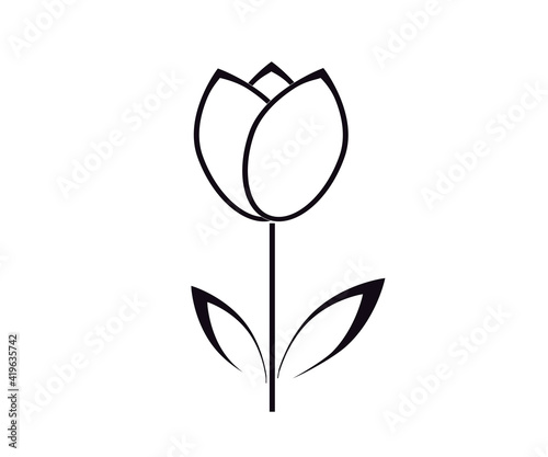 flat icon on white background tulip blooms . 8 March . Women's spring day.;