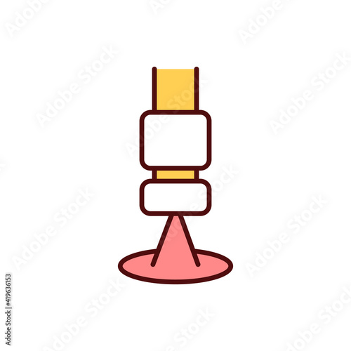 Dermoscopy RGB color icon. Pigmented skin lesions evaluation. Melanoma diagnosis. Malignant cancer. Skin surface microscopy. Non-invasive clinical examination. Isolated vector illustration