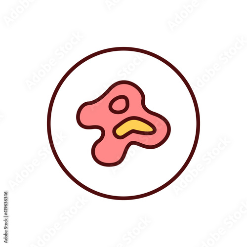 Malignant melanoma RGB color icon. Aggressive cancer form. Dermoscopy. Suspicious skin area. Development in melanin cells. Evaluating abnormal skin lesions size and shape. Isolated vector illustration