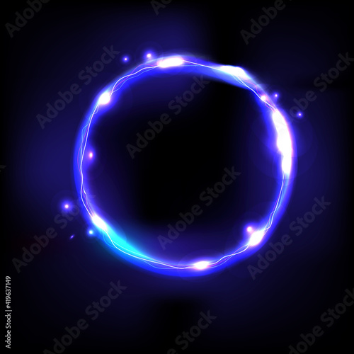 Blue Swirl, Isolated On Black Background, Vector Illustration