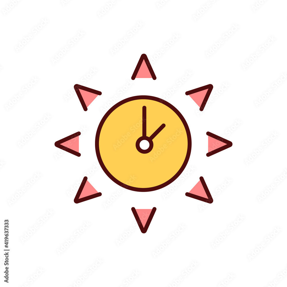 Sun safety RGB color icon. Skin damage, cancer. Severe sunburns. Hours with  most intensive sunshine. Excessive UV light exposure. Sun poisoning.  Ultraviolet radiation. Isolated vector illustration Stock Vector | Adobe  Stock