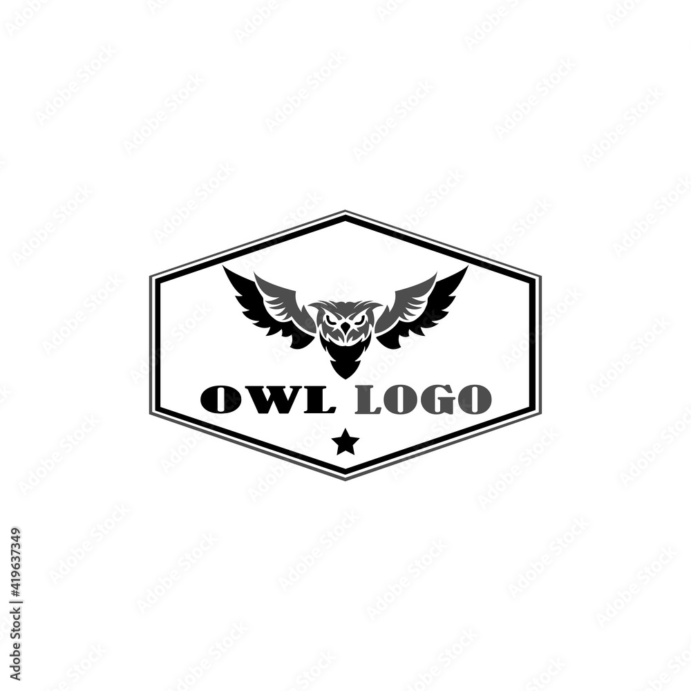 Owl logo - vector illustration. Emblem design on white background Owl logo - vector illustration. Emblem design on white background