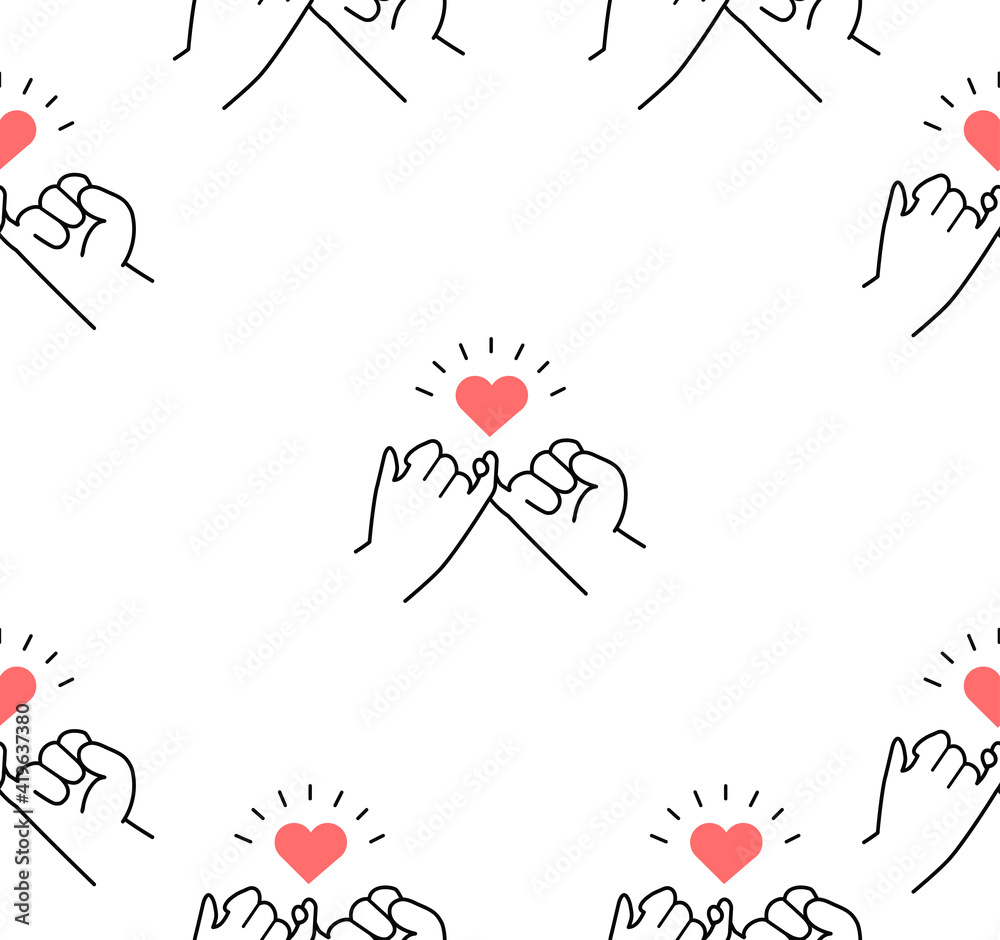 Pinky swear or Pinky  promise line seamless pattern