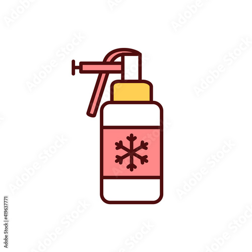 Cryotherapy RGB color icon. Skin conditions treatment. Cold therapy. Sport injuries healing promoting. Freezing and removing abnormal tissues with extreme cold. Isolated vector illustration