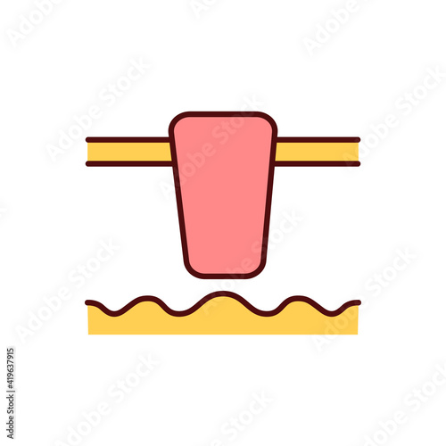 Carcinoma stage RGB color icon. Malignancy. Development in epithelial skin tissue. Cancer penetration into internal organs. Epithelial cells. Malignant melanoma. Isolated vector illustration