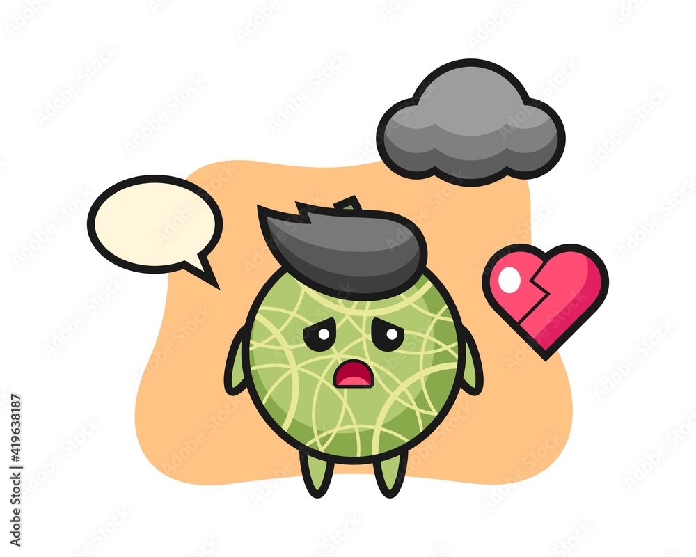 Melon cartoon illustration is broken heart Melon cartoon illustration is broken heart