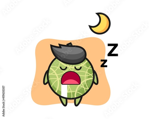 Melon character illustration sleeping at night