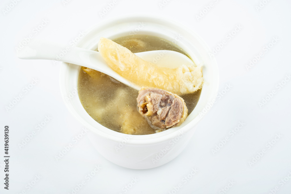 Chinese Food Nourishing Health Soup, Fish Maw Stewed Chicken Soup Chinese Food Nourishing Health Soup, Fish Maw Stewed Chicken Soup