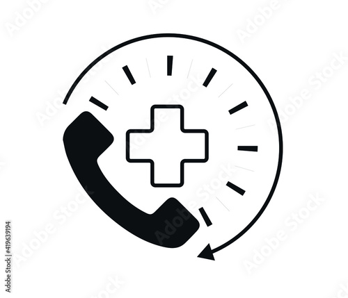 Vector image of a flat, isolated icon emergency call sign