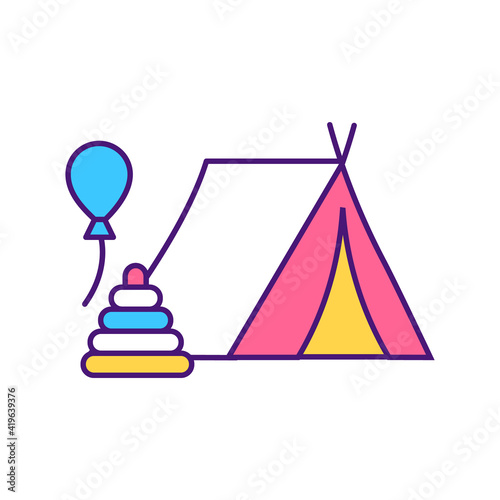 Cubby house RGB color icon. Small play house or area for children to spend time. Place where children can spend their exciting time with parents or toys. Isolated vector illustration