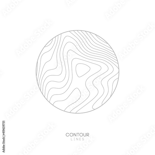 White Topographic map circle logo concept.Topo map elevation lines. Contour vector abstract vector illustration.