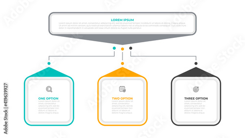Vector business infographic template with icons and 3 options, steps, parts. Presentation elements for infographics.