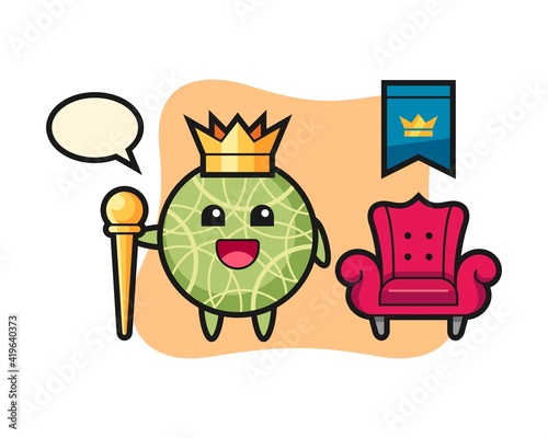 Fototapeta Naklejka Na Ścianę i Meble -  Mascot cartoon of melon as a king