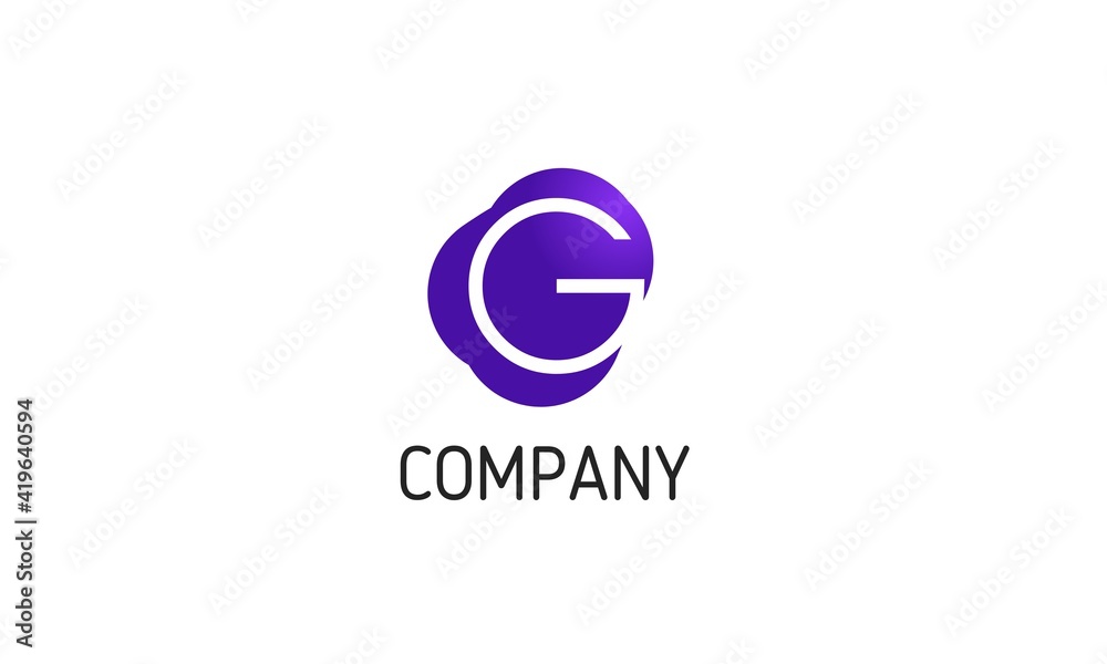 Letter G in negative space of dynamic fluid logo vector