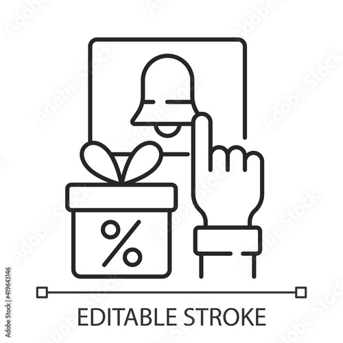 Subscription program black linear icon for light theme. Members join by paying ecurring fee. Thin line customizable illustration. Isolated vector contour symbol for night mode. Editable stroke