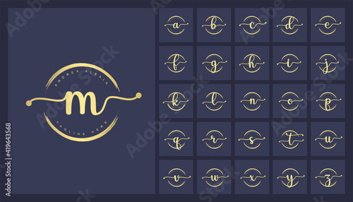 Feminine floral letters a-z logo design template