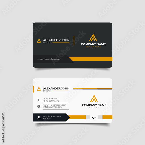 Modern business card black and yellow Corporate Professional