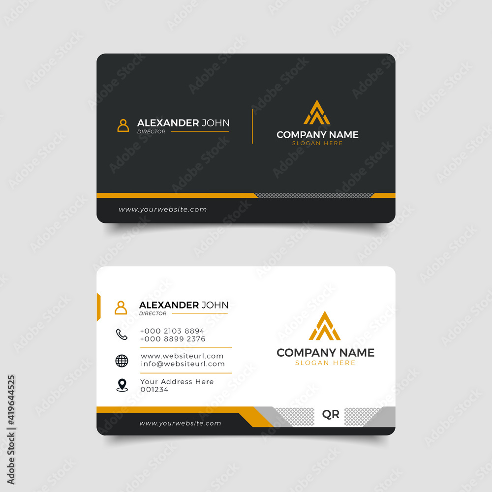 Modern business card black and yellow Corporate Professional Modern business card black and yellow Corporate Professional
