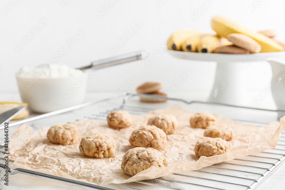 Uncooked banana cookies on table