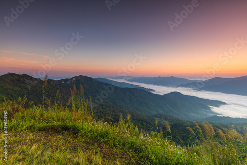 Doy-pha-tang, Landscape sea of mist on Mekong river in border of Thailand and Laos.