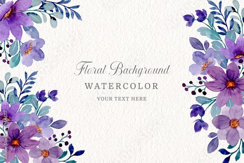 Watercolor purple floral background