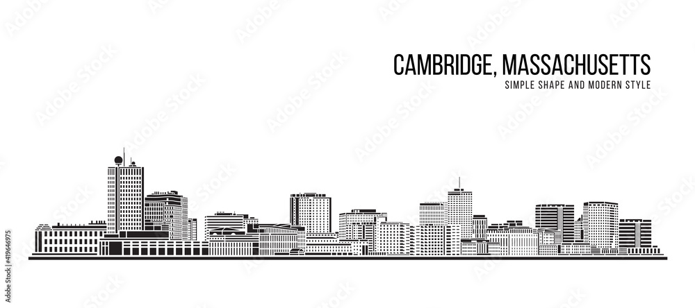 Cityscape Building Abstract Simple shape and modern style art Vector design -  Cambridge city, Massachusetts