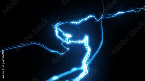 Beautiful Electric Arcs in Extreme Fast Motion. 4k Ultra HD 3840x2160. Loop-able 3d Animation. photo