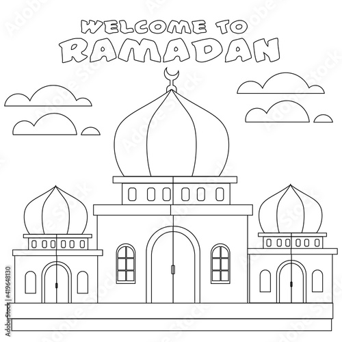 Premium Vector - mosque sketches with Islamic words