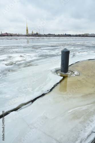 Melting ice on the Neva River.
