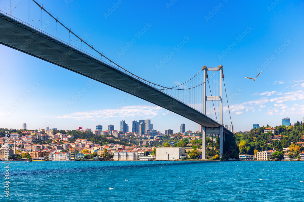 The Bosphorus Bridge and modern Istanbul view