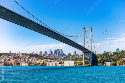 The Bosphorus Bridge and modern Istanbul view