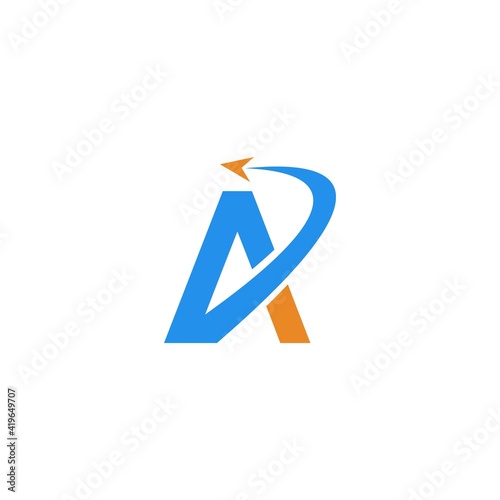 Free Download Letter A with curved outline arrow logo icon vector - GFXLoad