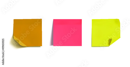 Vector blank colorful stickers, sticky notes set isolated on white background, bright different colors, square shapes.

