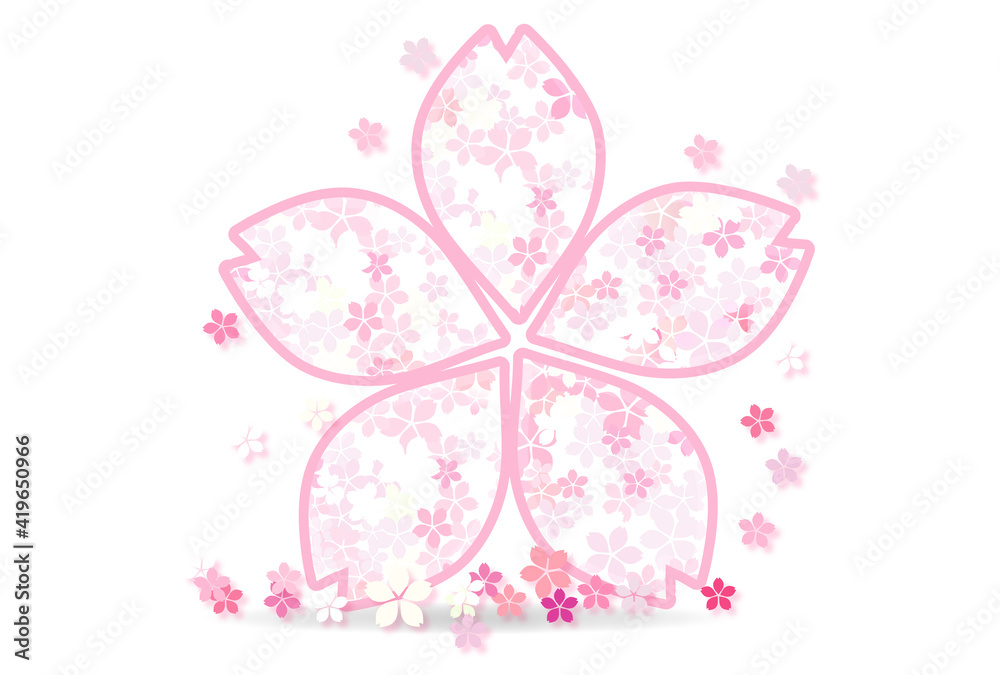 大きな桜の花びらの中にぎっしりの花びら