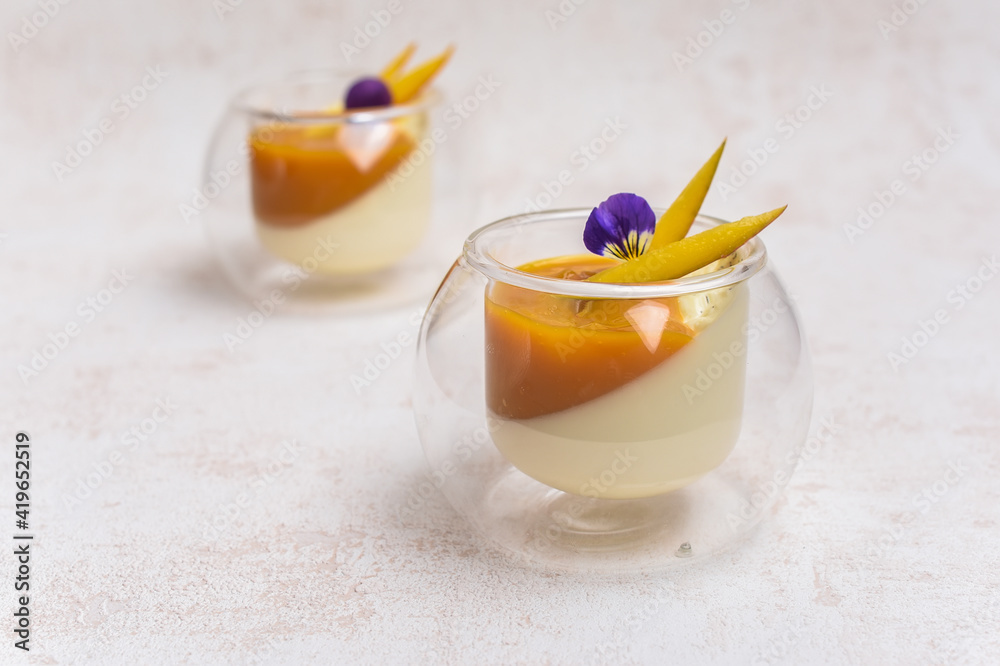 Exotic panna cotta with mango and maracuja Exotic panna cotta with mango and maracuja