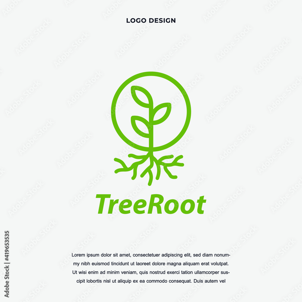Fototapeta premium Creative root of the tree icon logo design vector illustration. nature tree root symbol logo design color editable