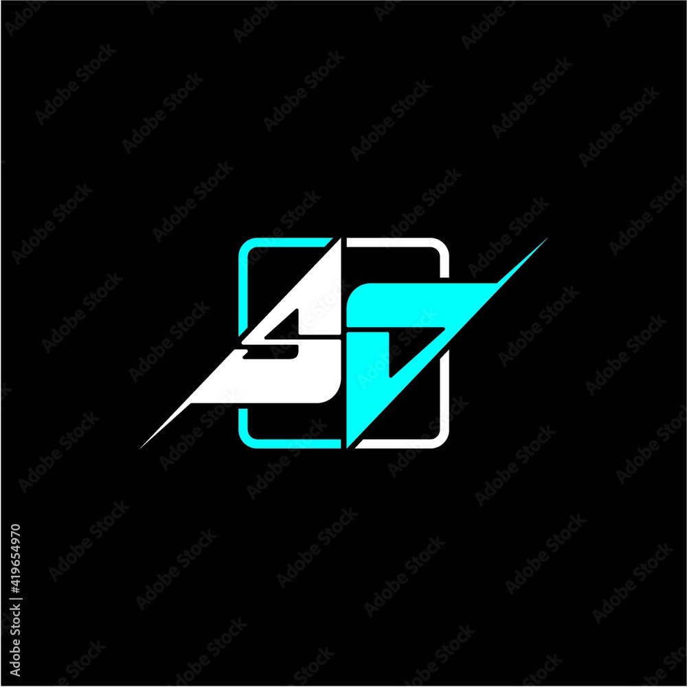 the initial letter S J is modern with a simple design decorated with a square the initial letter S J is modern with a simple design decorated with a square