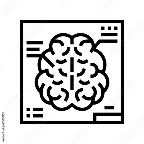 brain radiology researching line icon vector. brain radiology researching sign. isolated contour symbol black illustration