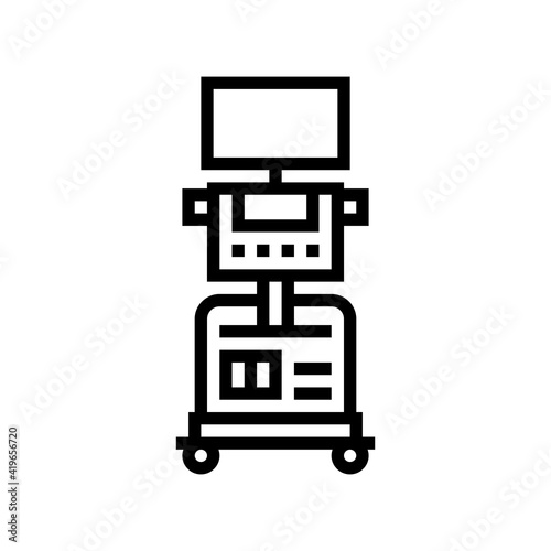 medical ultrasound scanner radiology line icon vector. medical ultrasound scanner radiology sign. isolated contour symbol black illustration
