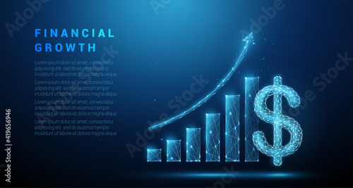 Abstract dollar sign and graph growing up