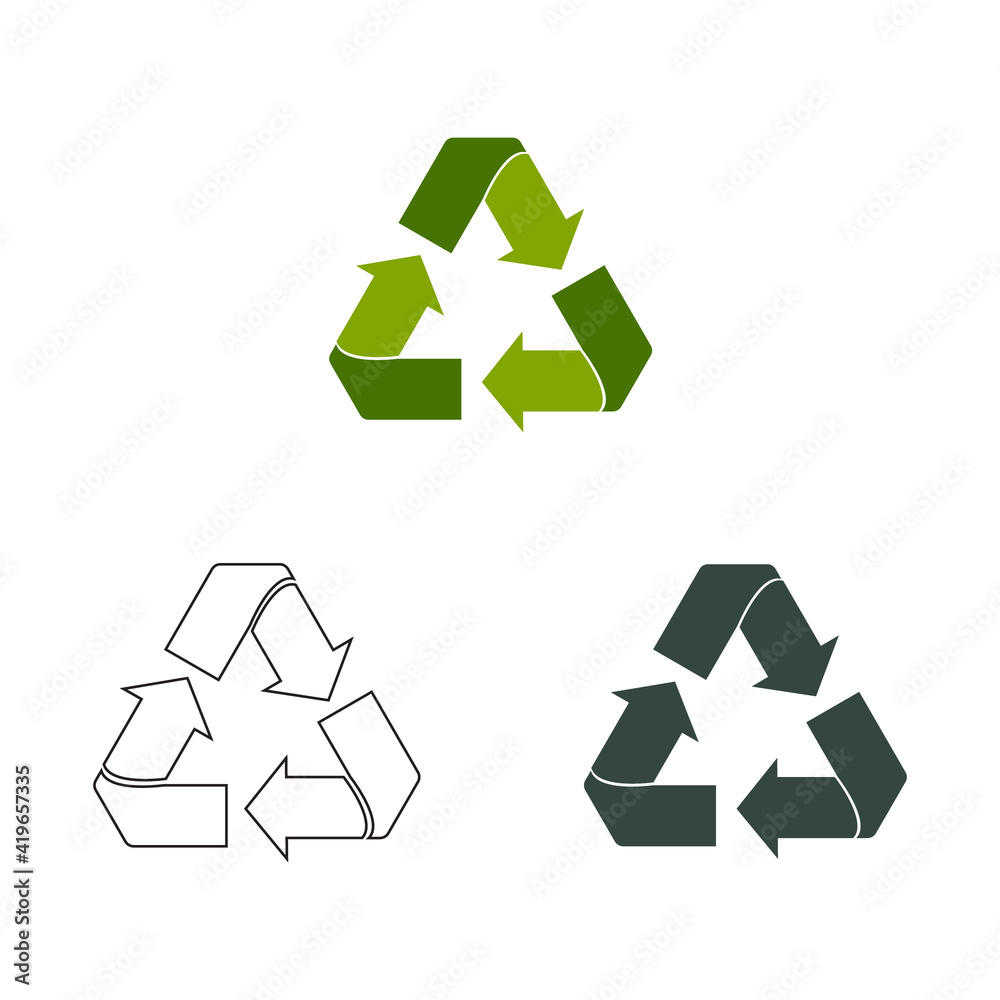 Recycle icon symbol vector isolated white background. Recycle icon symbol vector isolated white background.