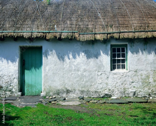 Typical thatched Irish cottage near Glencolumbkille, County Donegal, Ulster