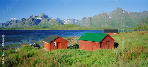 Raftsund Channel and Trolltinden Mountains, Lofoten Islands, Nordland, Norway photo