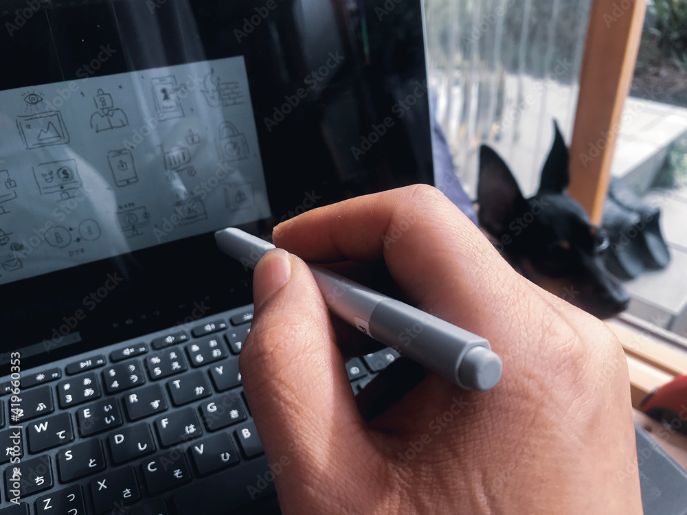 Microsoft Surface Goイラストを描く キーボードとタッチペン おうち時間 ステイホーム テレワーク Stock Photo Adobe Stock