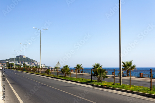 Highway near the sea in Alanya, Turkey