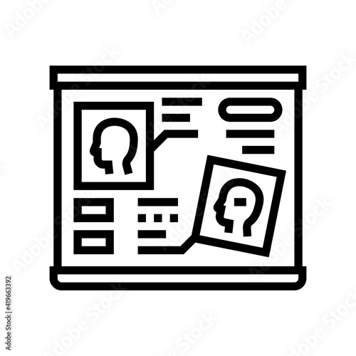 human head researching radiology cadre line icon vector. human head researching radiology cadre sign. isolated contour symbol black illustration