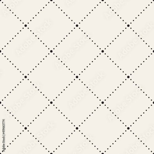 Vector seamless pattern. Modern stylish texture. Repeating geometric tiles with dotted rhombuses.