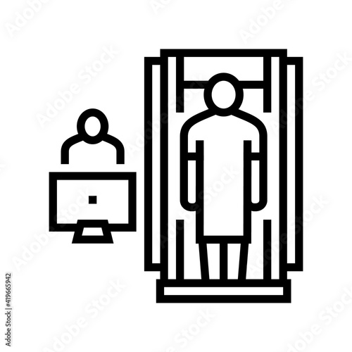 hospital cabinet radiology line icon vector. hospital cabinet radiology sign. isolated contour symbol black illustration