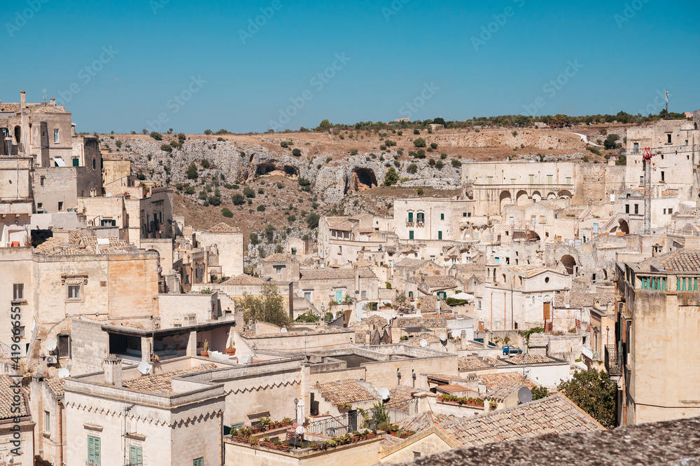view over the sassi cave dwellings in Matera, Basilicata